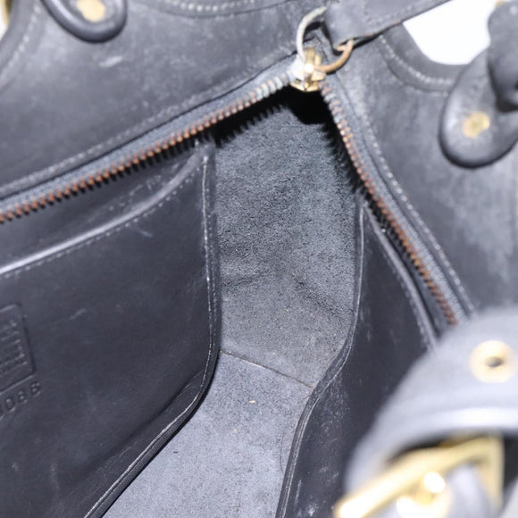 Coach Shoulder Bag Leather Black Gold Auth 193995
