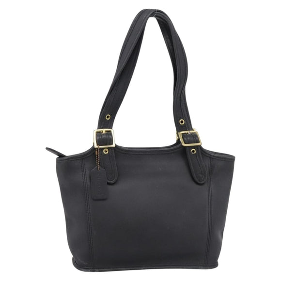 Coach Shoulder Bag Leather Black Gold Auth 193995