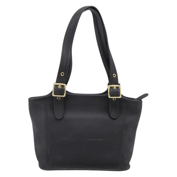 Coach Shoulder Bag Leather Black Gold Auth 193995