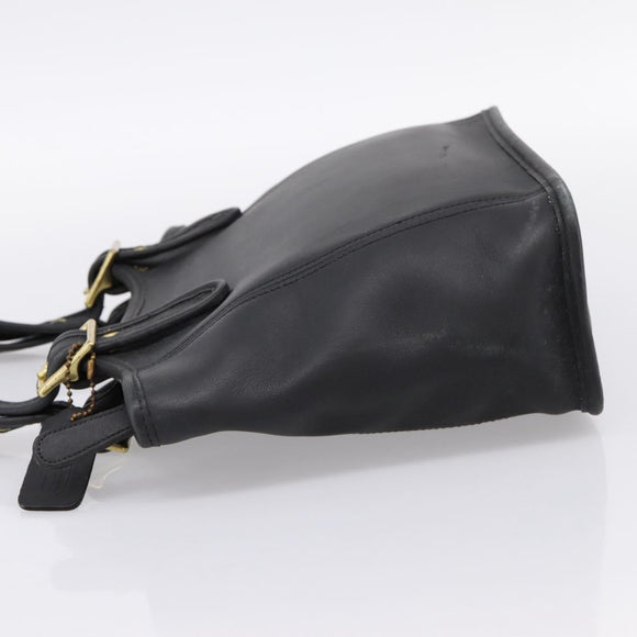 Coach Shoulder Bag Leather Black Gold Auth 193995