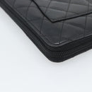 CHANEL Matelasse Cambon Line Long Wallet Leather Black Silver CC Auth 193997-11