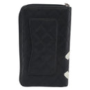 CHANEL Matelasse Cambon Line Long Wallet Leather Black Silver CC Auth 193997-3