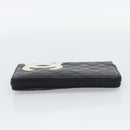 CHANEL Matelasse Cambon Line Long Wallet Leather Black Silver CC Auth 193997-4