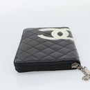 CHANEL Matelasse Cambon Line Long Wallet Leather Black Silver CC Auth 193997-6