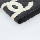 CHANEL Matelasse Cambon Line Long Wallet Leather Black Silver CC Auth 193997-9