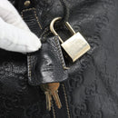 GUCCI GG Canvas Guccissima Bag Leather 2way Black Gold 201480 Auth 193998-9