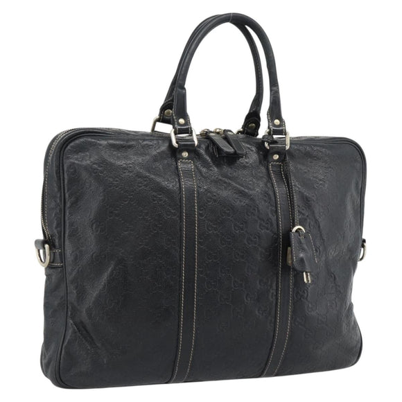 GUCCI GG Canvas Guccissima Bag Leather 2way Black Gold 201480 Auth 193998
