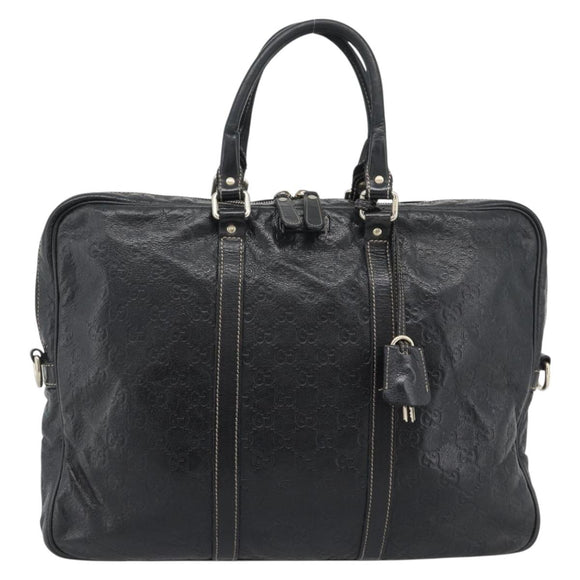 GUCCI GG Canvas Guccissima Bag Leather 2way Black Gold 201480 Auth 193998