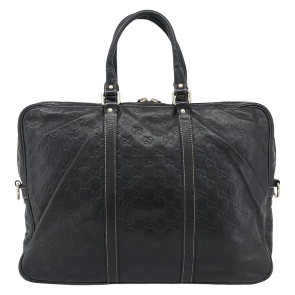 GUCCI GG Canvas Guccissima Bag Leather 2way Black Gold 201480 Auth 193998