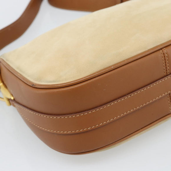 GUCCI Shoulder Bag Suede Outlet Beige Gold 007 090 0213 Auth 194001