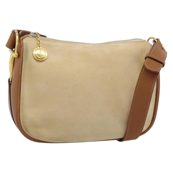 GUCCI Shoulder Bag Suede Outlet Beige Gold 007 090 0213 Auth 194001