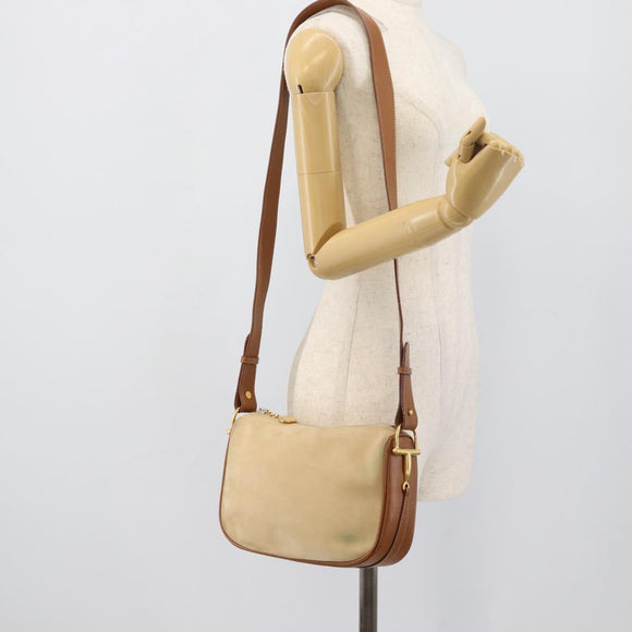 GUCCI Shoulder Bag Suede Outlet Beige Gold 007 090 0213 Auth 194001