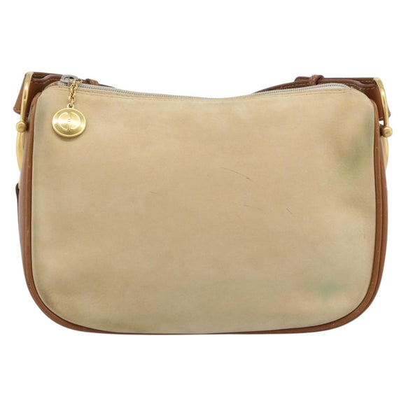 GUCCI Shoulder Bag Suede Outlet Beige Gold 007 090 0213 Auth 194001