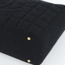CHANEL Choco Bar Hand Bag Cotton Black Gold CC Auth 194003A-9