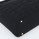 CHANEL Choco Bar Hand Bag Cotton Black Gold CC Auth 194003A-14