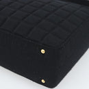 CHANEL Choco Bar Hand Bag Cotton Black Gold CC Auth 194003A-15