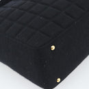 CHANEL Choco Bar Hand Bag Cotton Black Gold CC Auth 194003A-16