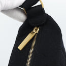 CHANEL Choco Bar Hand Bag Cotton Black Gold CC Auth 194003A-10