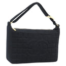 CHANEL Choco Bar Hand Bag Cotton Black Gold CC Auth 194003A-1