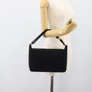 CHANEL Choco Bar Hand Bag Cotton Black Gold CC Auth 194003A-22