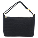 CHANEL Choco Bar Hand Bag Cotton Black Gold CC Auth 194003A-13