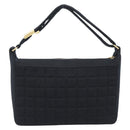 CHANEL Choco Bar Hand Bag Cotton Black Gold CC Auth 194003A-2