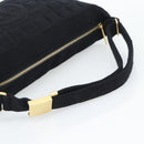 CHANEL Choco Bar Hand Bag Cotton Black Gold CC Auth 194003A-7