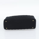 CHANEL Choco Bar Hand Bag Cotton Black Gold CC Auth 194003A-5