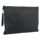 MCM Vicetos Logogram Clutch Bag PVC Leather Black Silver Auth 194004A-1