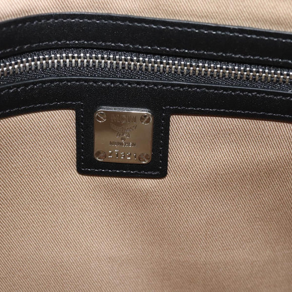 MCM Vicetos Logogram Clutch Bag PVC Leather Black Silver Auth 194004A