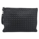 MCM Vicetos Logogram Clutch Bag PVC Leather Black Silver Auth 194004A-13