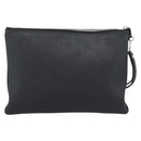 MCM Vicetos Logogram Clutch Bag PVC Leather Black Silver Auth 194004A-2