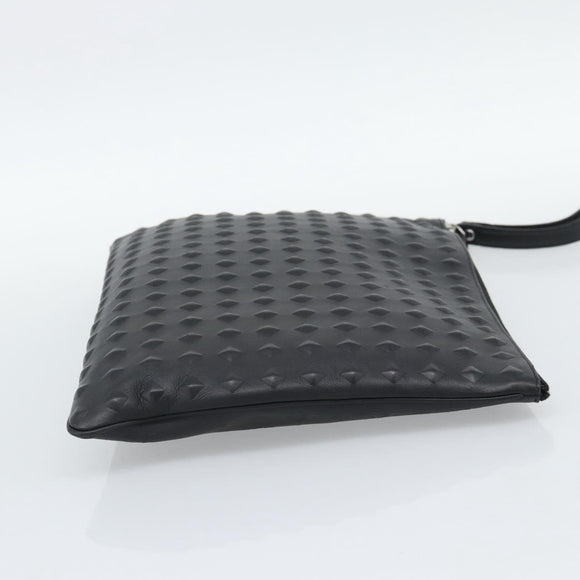 MCM Vicetos Logogram Clutch Bag PVC Leather Black Silver Auth 194004A