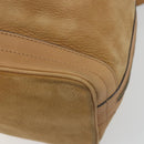 CELINE Shoulder Bag Leather Beige Gold Auth 194005-15