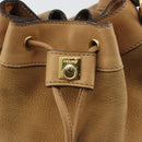 CELINE Shoulder Bag Leather Beige Gold Auth 194005-10