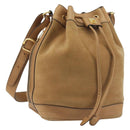 CELINE Shoulder Bag Leather Beige Gold Auth 194005-1
