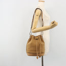CELINE Shoulder Bag Leather Beige Gold Auth 194005-22