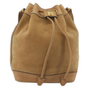 CELINE Shoulder Bag Leather Beige Gold Auth 194005-13