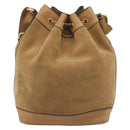 CELINE Shoulder Bag Leather Beige Gold Auth 194005-2