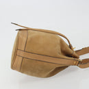 CELINE Shoulder Bag Leather Beige Gold Auth 194005-3