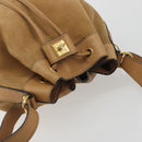 CELINE Shoulder Bag Leather Beige Gold Auth 194005-6