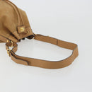 CELINE Shoulder Bag Leather Beige Gold Auth 194005-7