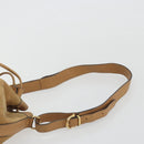 CELINE Shoulder Bag Leather Beige Gold Auth 194005-8