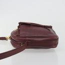 CARTIER Must Line Shoulder Bag Leather Bordeaux Gold Auth 194006-4