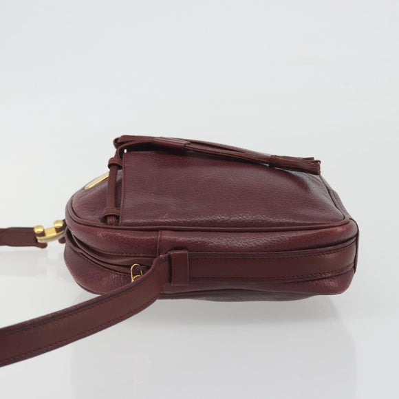 CARTIER Must Line Shoulder Bag Leather Bordeaux Gold Auth 194006