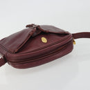 CARTIER Must Line Shoulder Bag Leather Bordeaux Gold Auth 194006-6