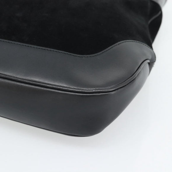 GUCCI Jackie Hand Bag Suede Black Silver 001 3346 Auth 194007