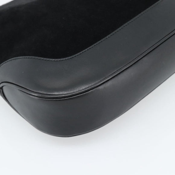 GUCCI Jackie Hand Bag Suede Black Silver 001 3346 Auth 194007