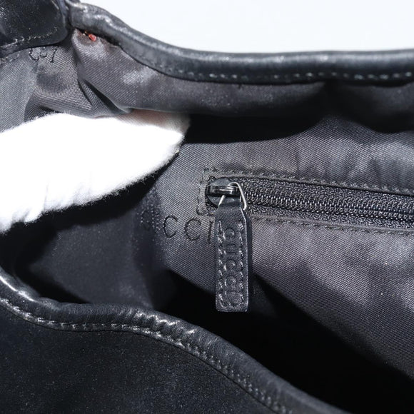 GUCCI Jackie Hand Bag Suede Black Silver 001 3346 Auth 194007