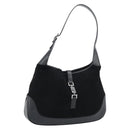 GUCCI Jackie Hand Bag Suede Black Silver 001 3346 Auth 194007-1